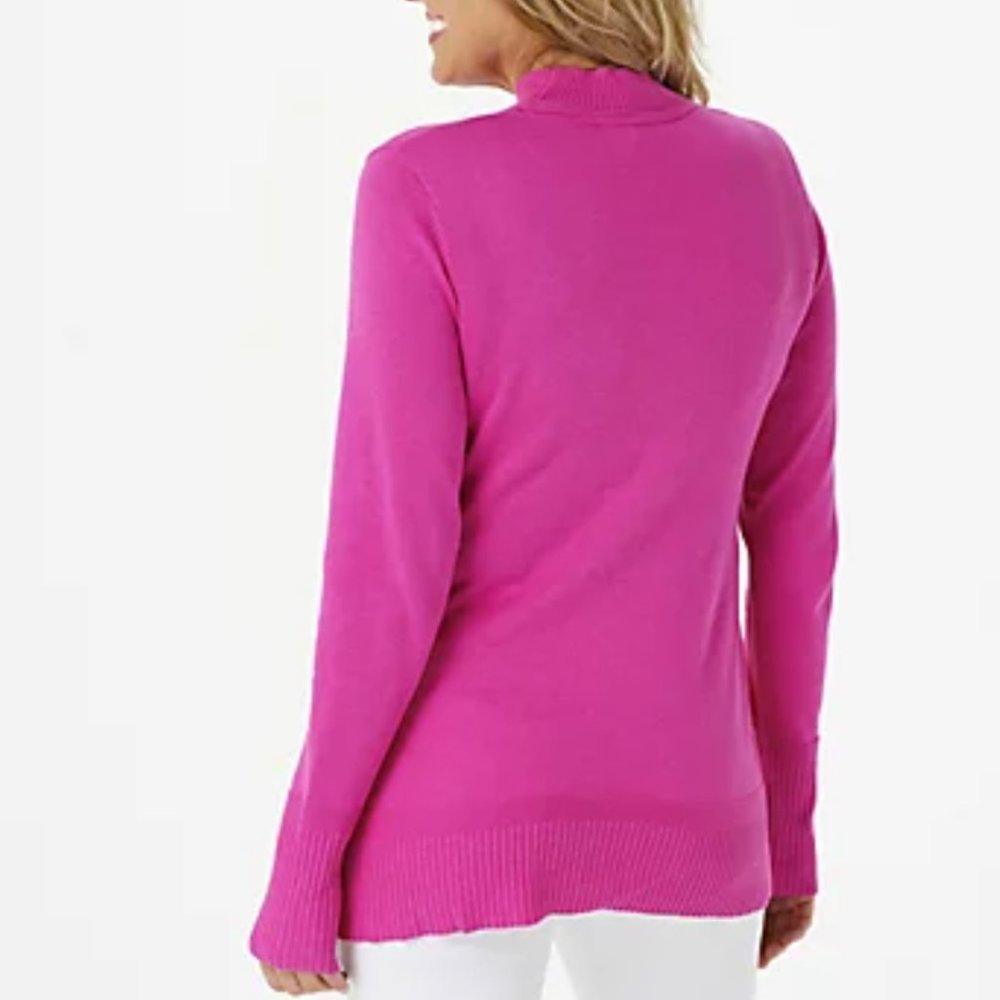 Isaac Mizrahi Live! Border Stitch Mock-Neck Sweater  9703 - Picture 2 of 2